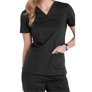 Grey's Anatomy S Spandex Stretch By Barco V-Neck Mock Scrub Top